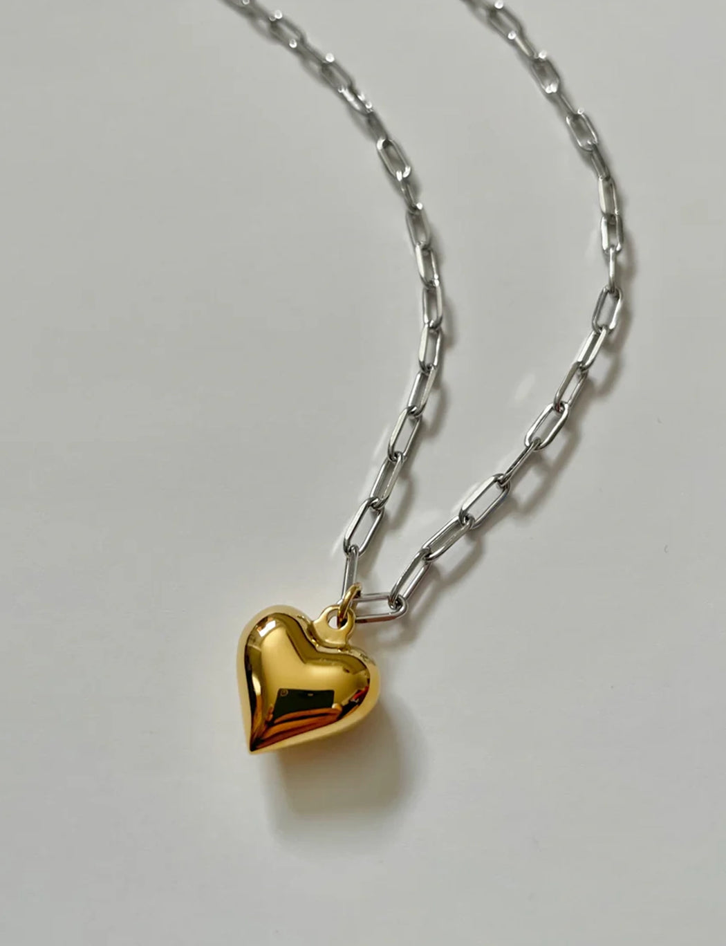 MIXED METAL HEART NECKLACE